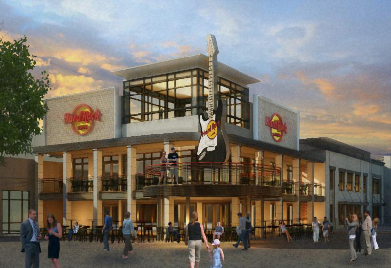 Rendering of the new Hard Rock Cafe location at Broadway at the Beach