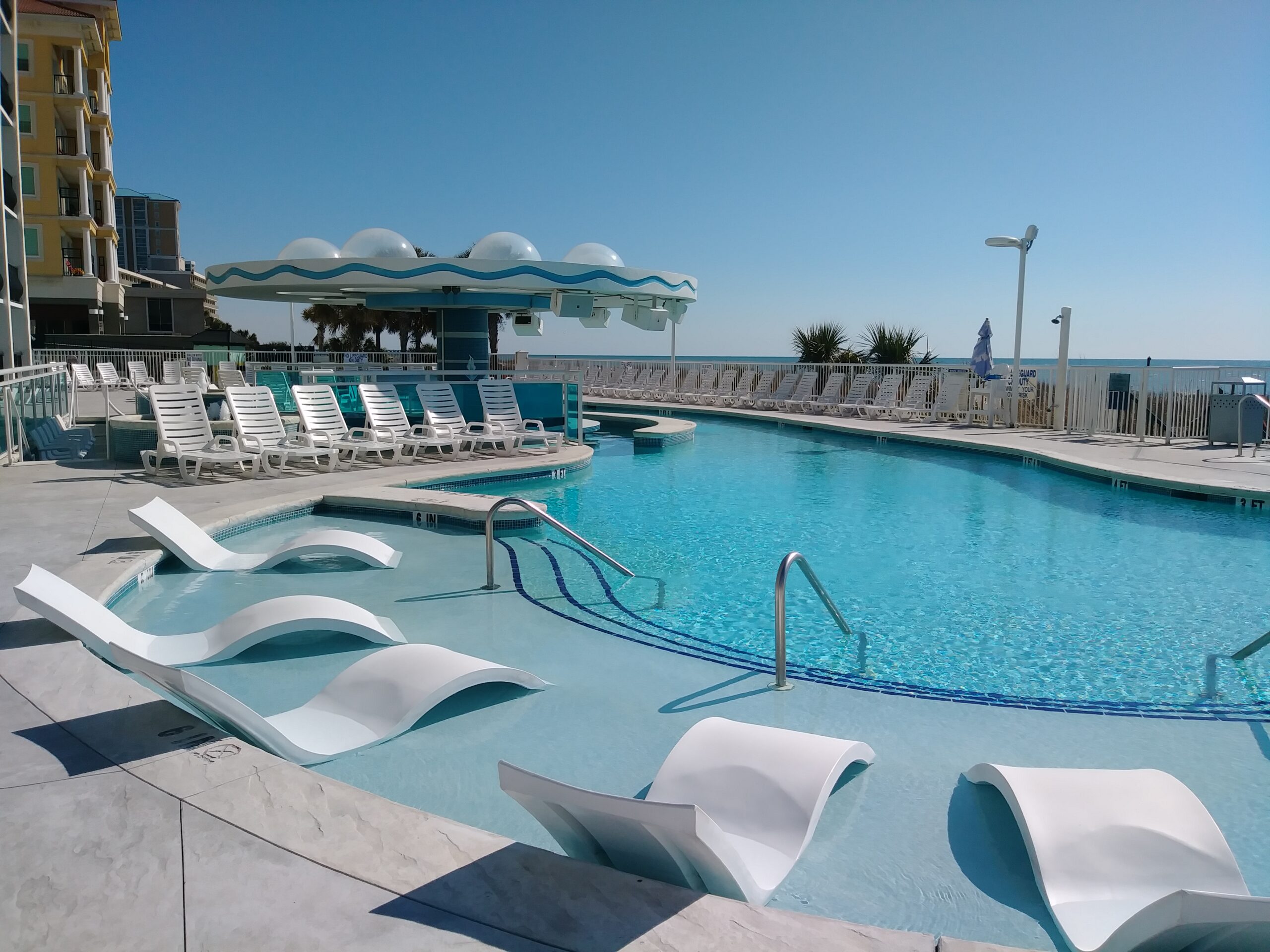 oceanfront pool at hotel blue